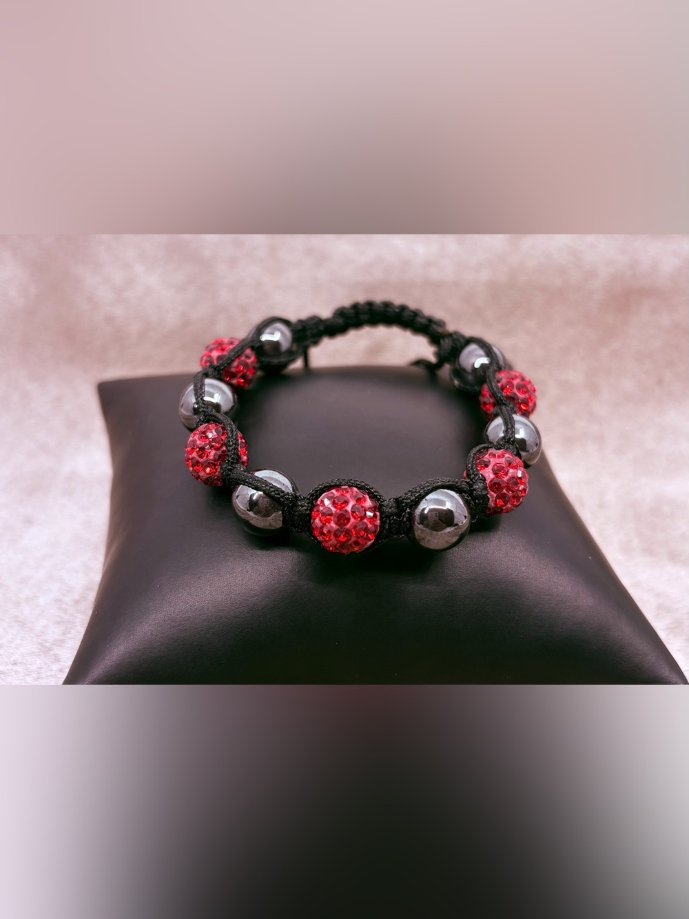 Red Crystal Bead Macrame Bracelet - Women Jewelry